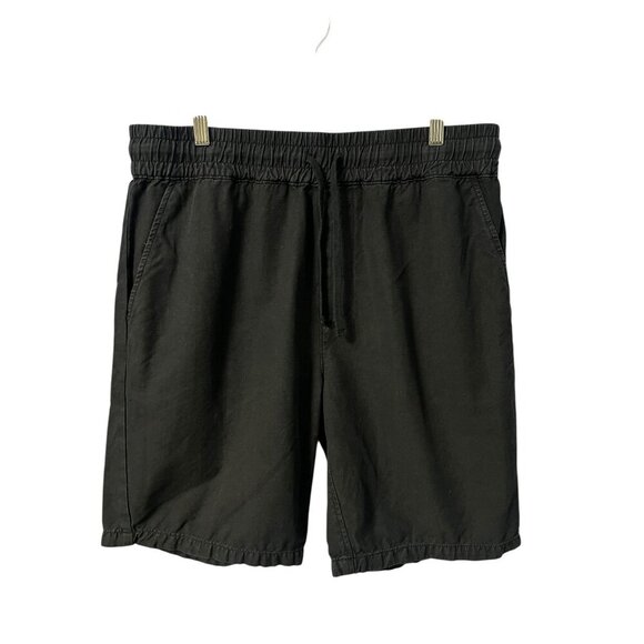 Allsaints Drawstring Shorts Mens Large Black Casual Fit linen Blend Lightweight - Picture 1 of 8